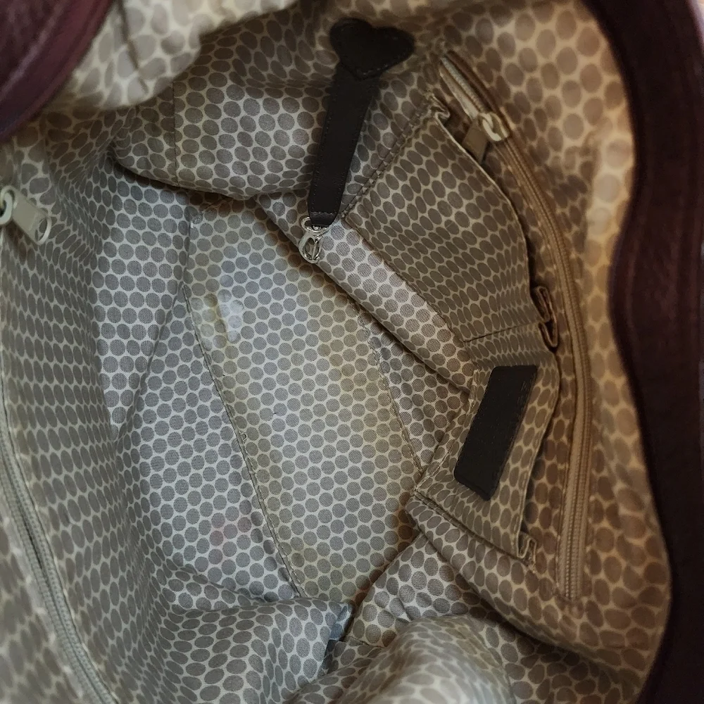 Brighton Purple Croc Embossed Leather Tote Shoulder Bag Purse Tassel Silvertone